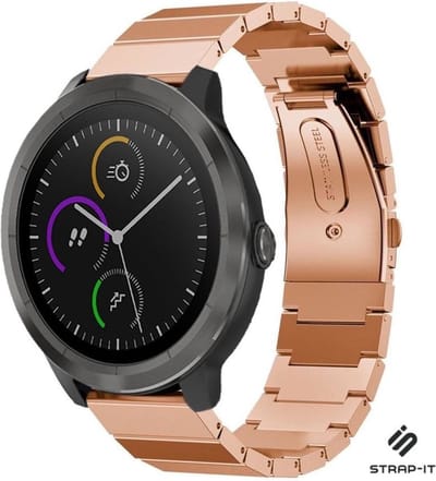 Strap-it Luxe metalen bandje - geschikt voor Garmin Vivoactive 4 45mm / Garmin Venu 2 - rosé goud