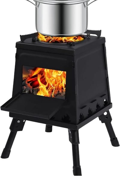 Draagbare Houtkachel - Opvouwbare Oven - Buiten Koken - Efficiënte Warmtegeleiding - 36 kg - Zwart