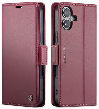 CaseMe Hoesje - Geschikt voor iPhone 17 Hoesje - CaseMe 023 Wallet Book Case - Bordeaux
