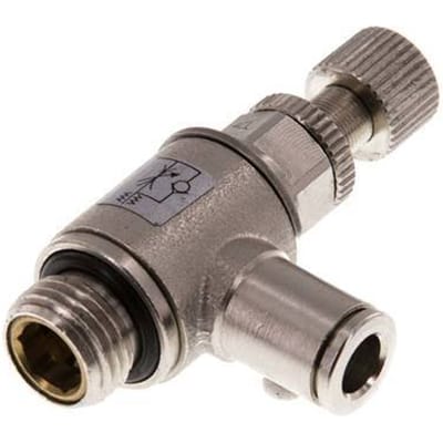 L-stuk Regelventiel 6 mm - G1/4'' Regeling-in Messing Kartelschroef