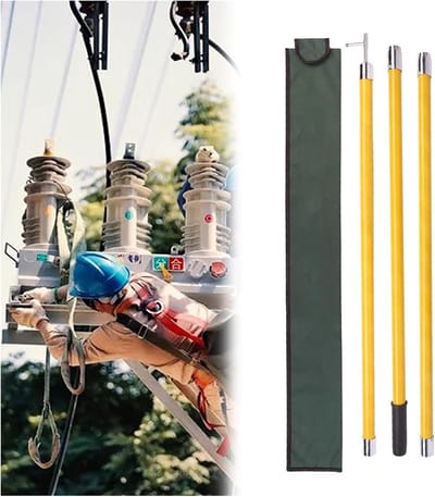 Isolerende Reddingshaak - Veiligheidsgereedschap Noodhulp - Hoogspanning Beveiligen - Lichtgewicht 4.5m - 3 secties - Geel