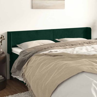 vidaXL - Hoofdbord - met - randen - 163x16x78/88 - cm - fluweel - donkergroen