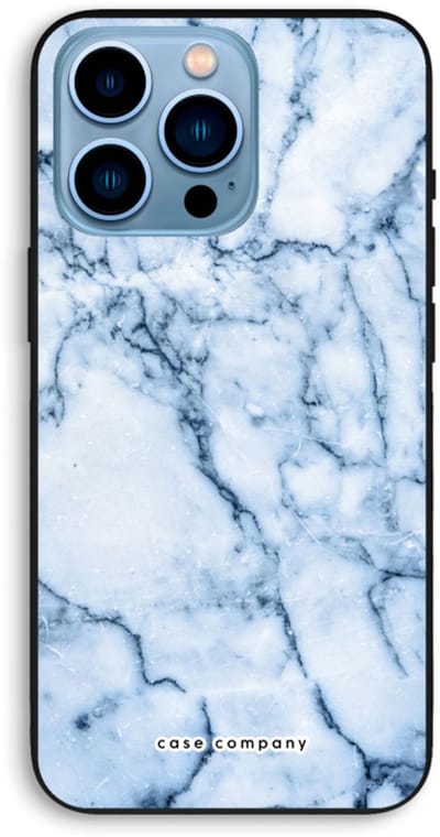 Case Company® - Hoesje geschikt voor iPhone 13 Pro Max hoesje - Blauw marmer - Biologisch Afbreekbaar Telefoonhoesje - Bescherming alle Kanten en Schermrand
