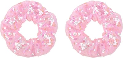 Set van 2 Glanzende Satijnen Scrunchies voor Vrouwen en Meisjes - Elastische Haaraccessoires voor Ponytails en Stijlen in Roze