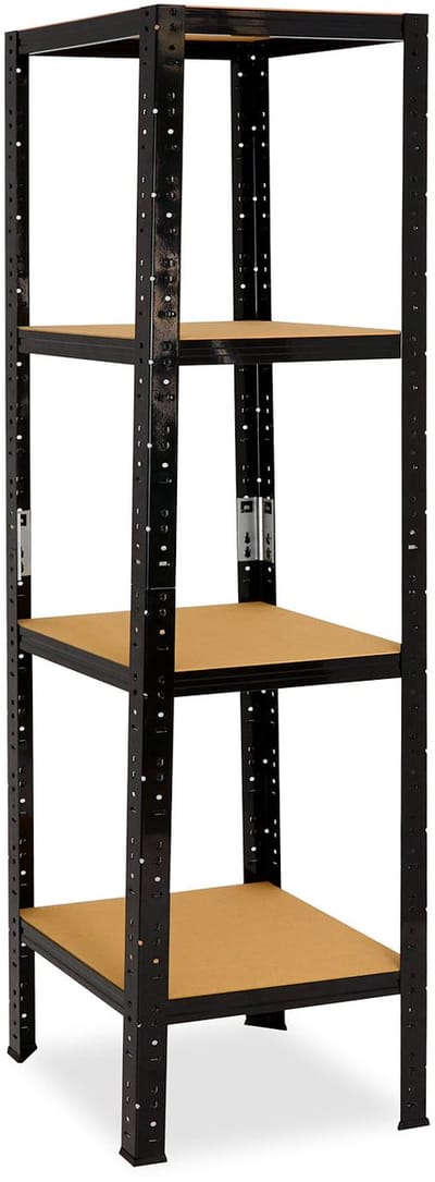 Shelfplaza BLACK metalen stellingkast - 200x23x23 cm - zwart - 4 planken