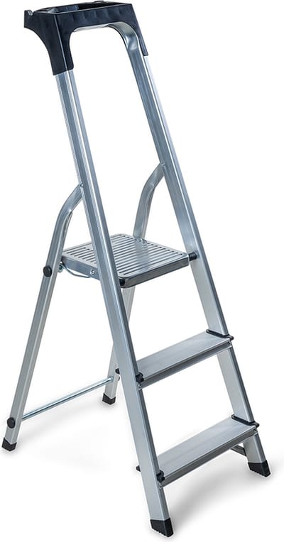 Wicotex-Huishoudtrap - Keukentrap 3 treden - Aluminium - Extra Verdikt Aluminium - voor Particulier en Professioneel gebruik