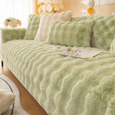 Eenvoudig Konijn Pluche Verdikte Sofamat Winter Internet Beroemdheid Bankkussen Woonkamer Stofdicht Warmte Beschermhoes Pillow Cover 30x50cm