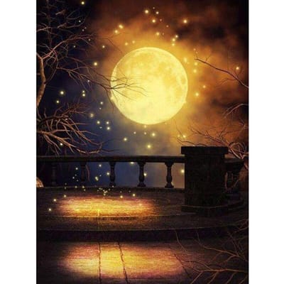 Diamant broderie étoiles jaunes lune ciel image de diamant rond complet 20X30CM yellow