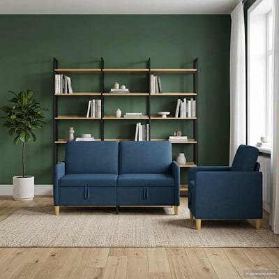 vidaXL - Sofa - Set - Met - Opslag - 2 - st - Blauw - Polyester