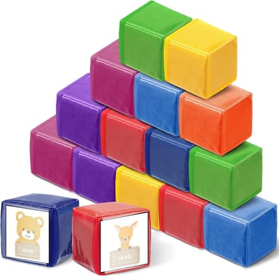 Zachte Educatieve Dobbelstenen - Schuim Kubussen Spel - Leren en Spelen - Met Doorzichtige Zakjes - 8 cm - Meerdere Kleuren