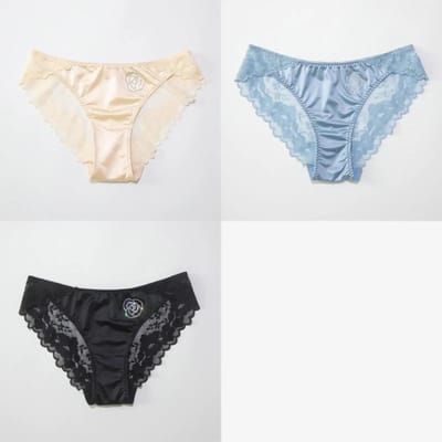 Franse Camelia Bloesem Mid Taille Slipje Dames Ondergoed Kant Sexy Ademend Comfortabel Grote Maat Hoge Elastische Satijnen Briefs L 48-60KG&3pcs gray