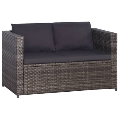vidaXL - 3-delige - Bistroset - met - kussens - poly - rattan - grijs