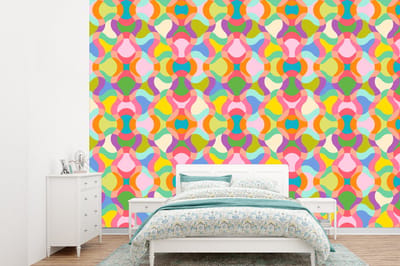 Behang - Fotobehang Design - Abstract - Kleuren - Retro - Breedte 360 cm x hoogte 260 cm
