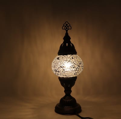Turkse Lamp - Mozaïek Lamp - Tafellamp - Marokkaanse Lamp - Oosterse Lamp - Recht model - Ø 12 cm - Hoogte 30 cm - Authentiek - Handmade - Kleurrijk -