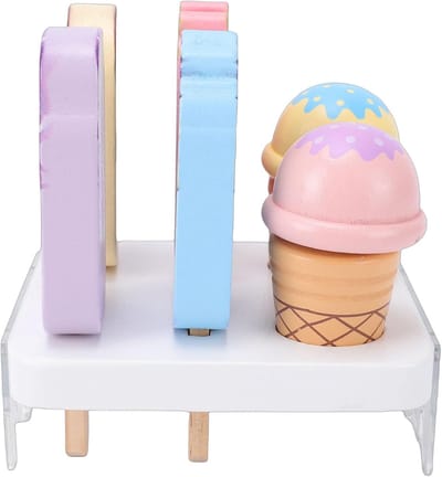 Houten Ijswinkel Speelset - Kinder Keukenspeelgoed - Rollenspel Entertainment - Realistisch Ontwerp - 14 x 7 cm