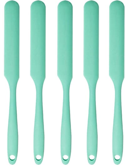 5-stuks siliconen pottenschrapers -Kleine botercake-roomschraper -jamverspreider -Beslagmenger voor het bakken -deegschraper met lange steel -Fijne schraper voor bakken, potten, flessen en bakjes in de keuken - Groen