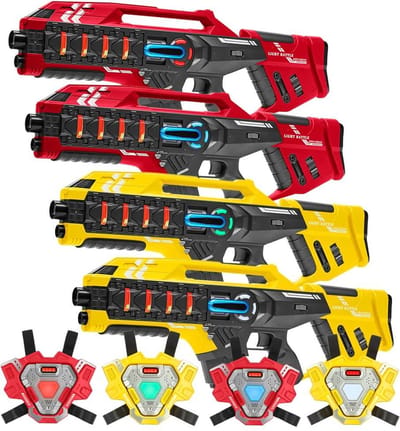 Light Battle Connect lasergame set - 4 Mega Blasters + 4 lasergame vesten - Met unieke anti-cheat functie tegen valsspelen - lasergun set voor 4 spelers