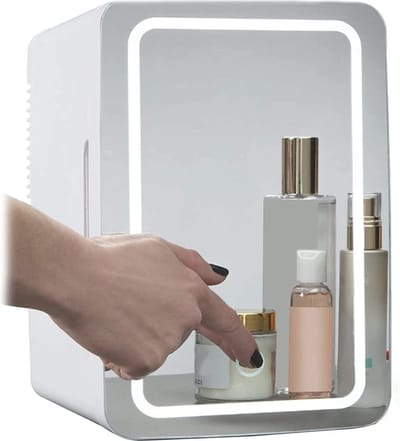 Draagbare Mini Cosmetica Koelkast met Make-upspiegel - 8L Koel- en Verwarmfunctie voor Slaapkamer, Kantoor en Reizen
