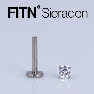 FITN-TIPSLR-Titanium-Labret Internally Threaded-Zilver Kleurige-1.2*8*3.0mm Lip Piercing met Zirkonia