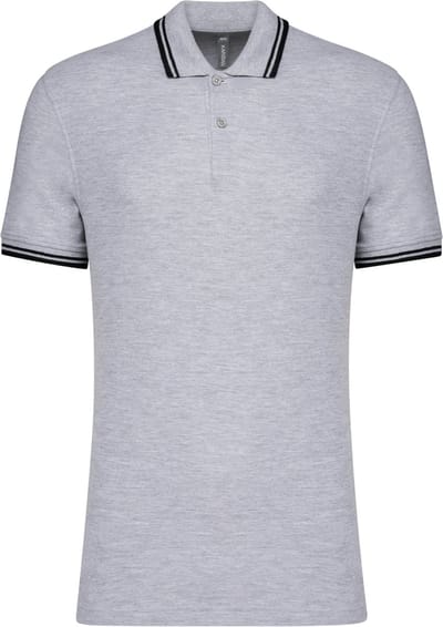 Kariban Gestreepte herenpolo korte mouwen K272 - Oxford Grey / Black - 3XL