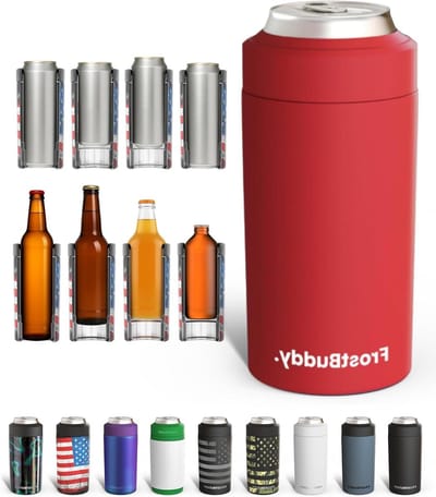 Universele Blikkoeler - Kan Houder - Dranken Koel Houden - Past Alle Maten - 12oz & 16oz - Karmozijnrood