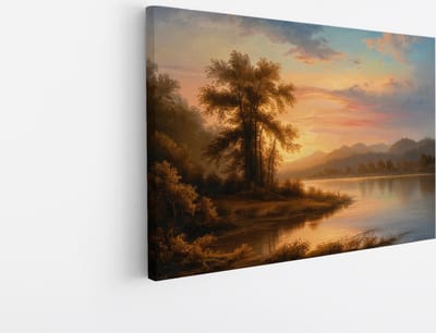 Saammp Canvas Schilderij - Abstract landschap - Bloemen - Natuur - 45x30 - Foto op canvas - Wanddecoratie - Muurdecoratie Woonkamer - Slaapkamer decoratie - Canvas Print
