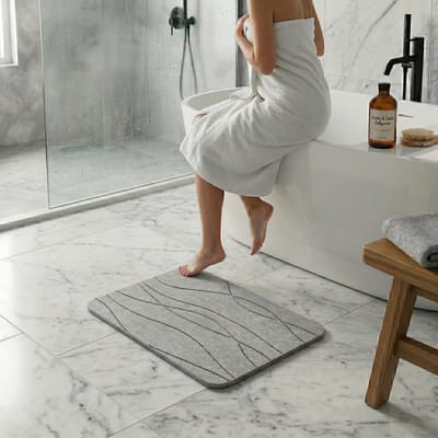 Badmat 60 x 40 cm - Super Absorberende Stenen Mat, Sneldrogend en Antislip voor Douche, Stone Bath Mat