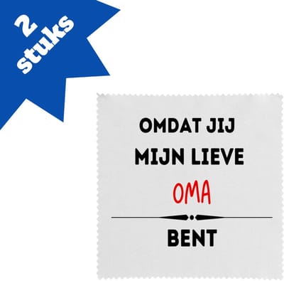 Akyol - omdat jij mijn lieve oma bent brillendoekjes - Oma - de liefste oma - verjaardag - cadeautje voor oma - kado - geschenk - 17,8 bij 17,8 cm - 2 stuks