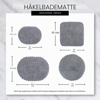 Badmat, klein ovaal, 43 x 61 cm, zwart