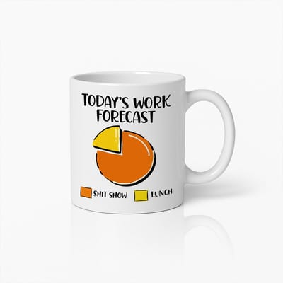 Grappige Werkvoorspelling Mok – Humoristische Taartdiagram Koffiebeker voor Kantoor en Thuis