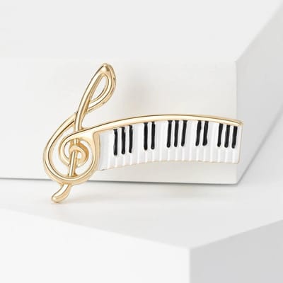 Trendy Piano Broches Voor Vrouwen Muziekinstrument Feest Casual Broche Pin Sieraden Cadeaus beige
