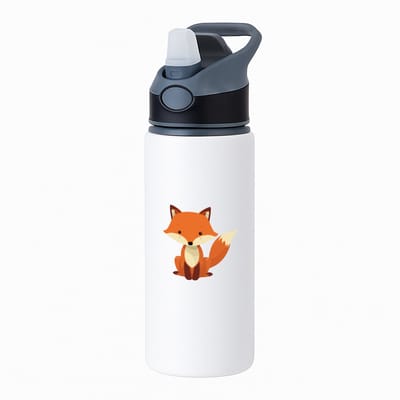 Hacebo® - Vossen waterfles met rietje zwart - Katten - Dieren liefhebbers - Dierentuin - katachtigen - water fles - 650ML