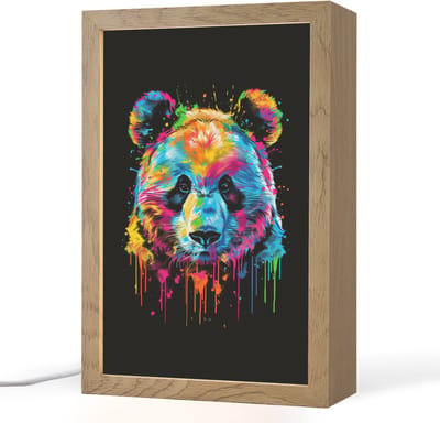 Nachtlampje 20x30 cm - Kinder lampje - Panda - Dieren - Kleur - Verf - Zwart - Tafellamp kinderkamer - Slaapkamer lamp - Bedlamp kinderen - Kinderlampje stopcontact - Wandlamp babykamer - Nachtlampjes