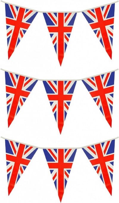Set van 3x stuks union Jack/UK/Groot Brittanie vlaggenlijnen - Plastic - 7 meter lang - Landen feestartikelen/versiering
