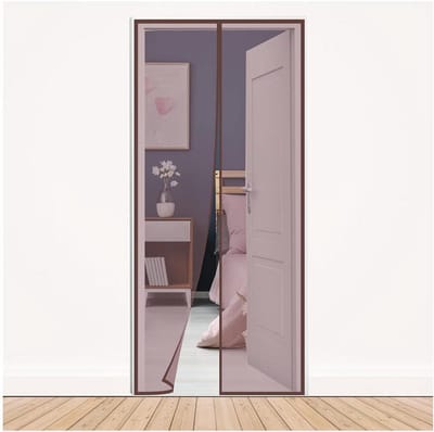 Magnetische Vliegengordijn Hordeur 135x225cm Bruin Magneet Vliegenhor Balkondeur, Sluit Automatisch Insectenhor Vliegengaas Deur voor Balkondeur, Woonkamer, Schuifdeur, Terrasdeur