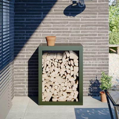 Stalen Houtrek - Houtopslag Standaard - Open Haard Voorraad - Optimale Luchtcirculatie - 60x40x80 cm - Groen