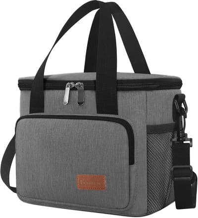 Lunch Bags for Women/Men, Insulated Lunch Bag for Work Office Picnic - Lunch Cooler Bag Leakproof Lunch Box with Adjustable Shoulder Strap - Grey(22L)