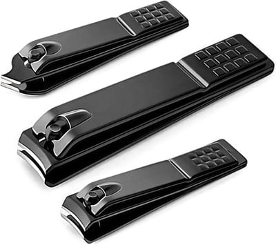 KZQ Professionele Zwarte Roestvrijstalen Nagelknipper Set Van 3 Stuks In Tas, Krachtige Nageltang Voor Harde en Dikke Nagels, Essentiële Salon Gereedschappen Voor Manicure Pedicure en Nagelverzorging