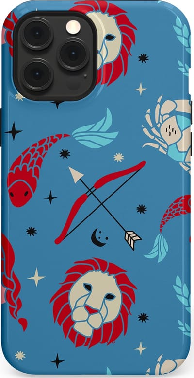 Casetastic hoesje geschikt voor Apple iPhone 12 Pro Max - MagSafe - Dubbellaagse bescherming - Zodiac in verbinding - Fashion Case - Petrol Bordeaux Grijs