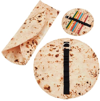 Dailygoody - Tortilla Etui Houder - Grappig en Functioneel - 8.6 Inch - Potlood Etui - Voor School en Kantoor - Canvas Design