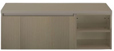 Frozen 3D Badmeubelset 120 cm - Greeplijst in Kleur - Wastafel Regaalkast met Bovenblad Olive