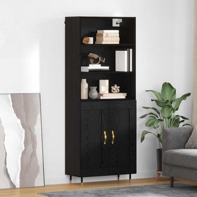 vidaXL - Highboard - Zwart - eiken - 69,5 - x - 34 - x - 180 - cm - Bewerkt - hout