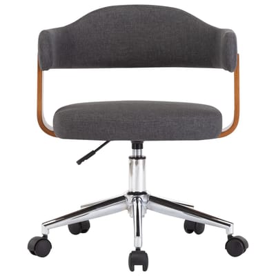 vidaXL - Eetkamerstoelen - 2 - st - draaibaar - gebogen - hout - en - stof - grijs