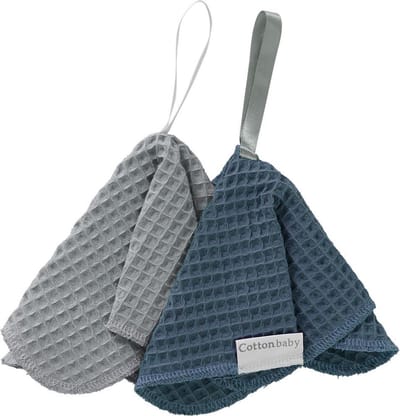 Cottonbaby Speendoekje - wafel per set van 2 - oudblauw/marineblauw