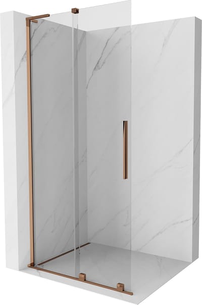 Mexen Velar L schuifbare inloopdouchewand 110 x 200 , transparant 8 mm, roze goud - 871-110-003-03-60