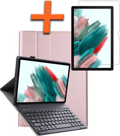 Hoes Geschikt voor Samsung Galaxy Tab A8 Hoes Toetsenbord Hoes Case Book Cover Hoesje Met Screenprotector - Hoesje Geschikt voor Samsung Tab A8 Keyboard Hoes - Rosé goud