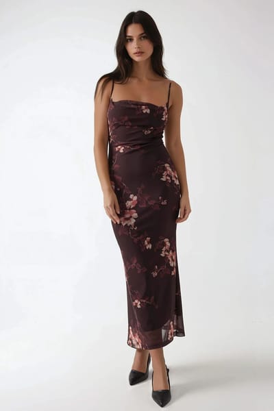 Geprinte Bodycon Maxi Jurk