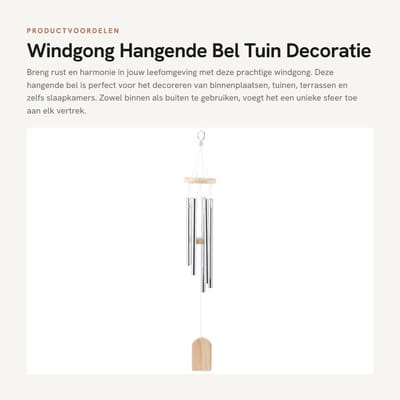 Dailygoods- Windgong Hout/Roestvrij Staal 6 Buizen - Tuin Decoratie - Muurdecoratie Buiten - Geluid - Binnen/Buiten Gebruik - Aangenaam Geluid - Tuindecoratie