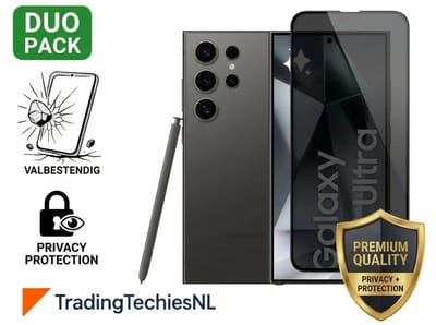 Privacy Screen Protector Galaxy S24 Ultra – 2 Stuks Duo Pack – Anti-Spy Beschermglas, 9H Gehard Glas, Anti-Spy, Krasbestendig, Case-Friendly