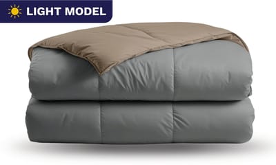 Zelesta Deluxe Duo Light - Anthracite & Taupe 200x200 - Zomerdekbed zonder overtrek - Katoenen dekbed - Dekbed met vaste hoes - Hoesloos dekbed